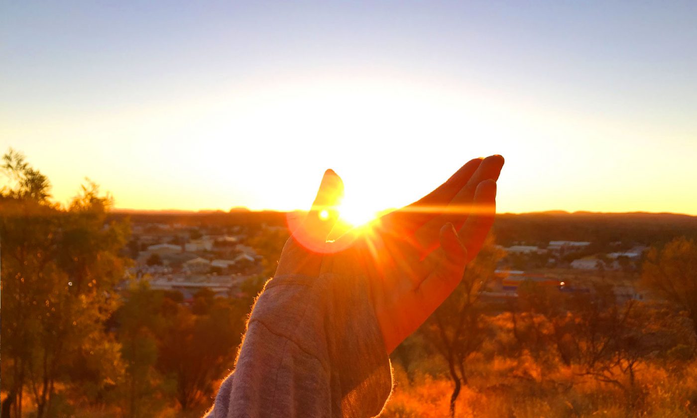 Playing with the super strong desert sunset