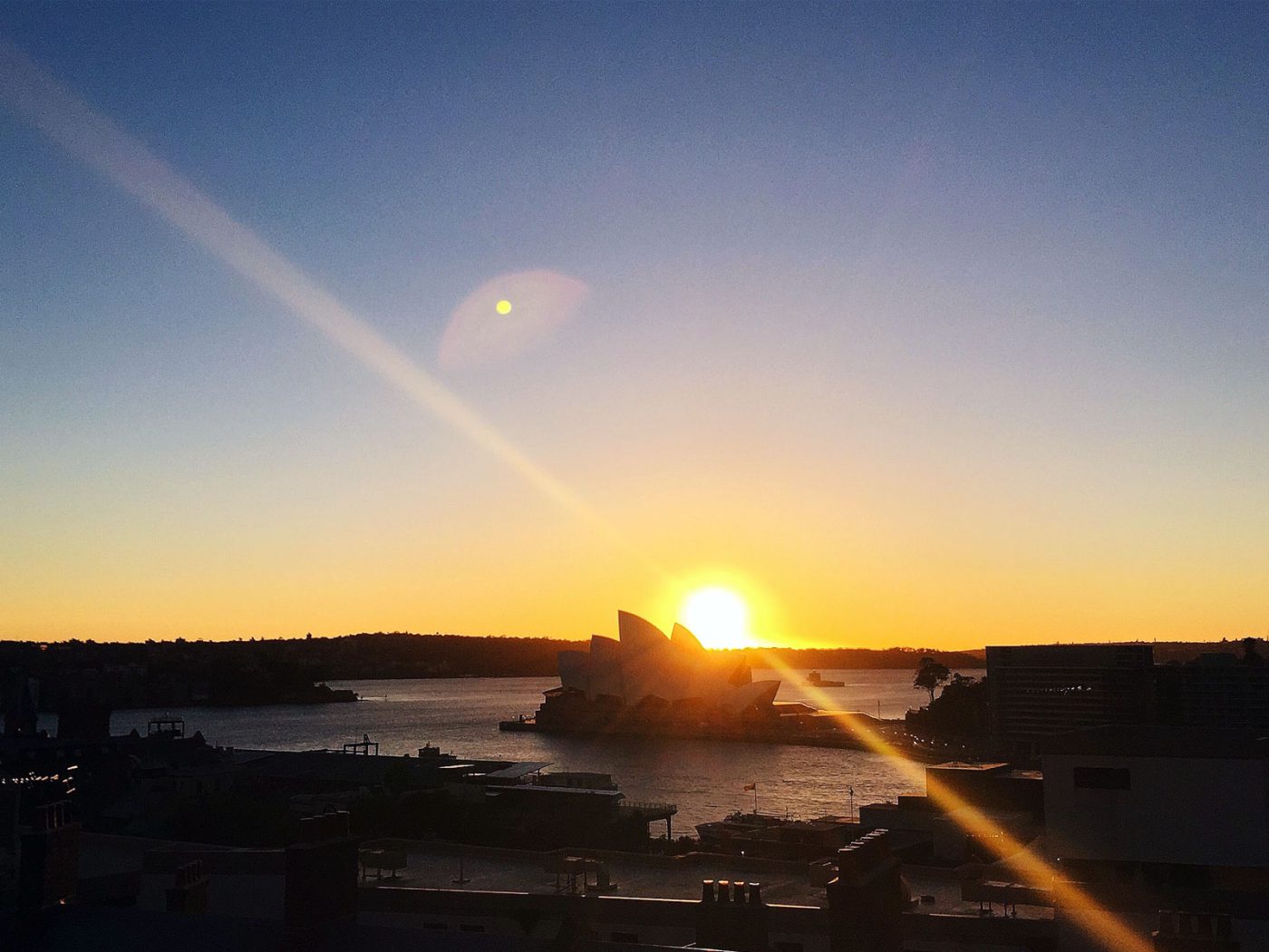 Sunrise in Sydney from my window at the YHA