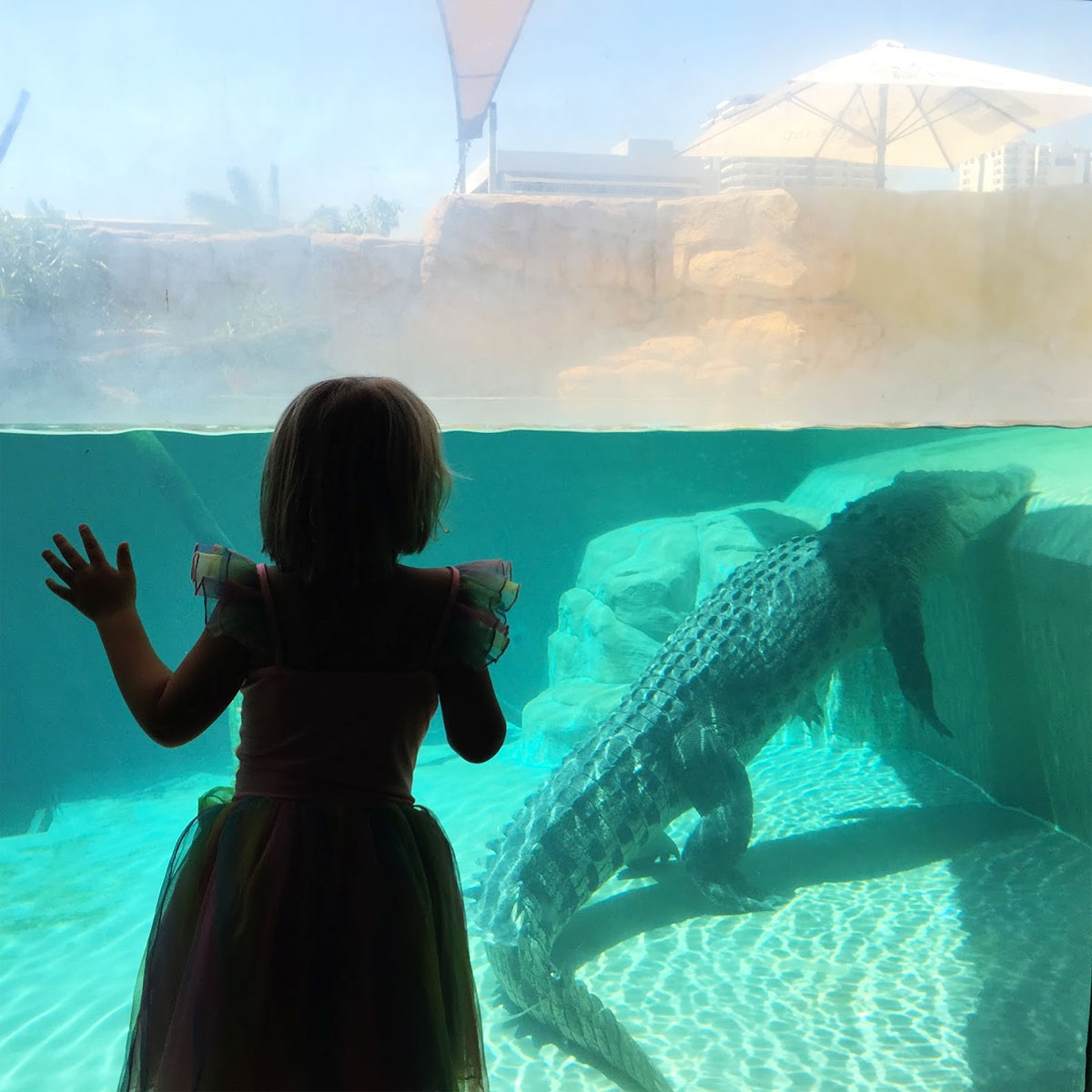 A young girl and a 4m Crocodile