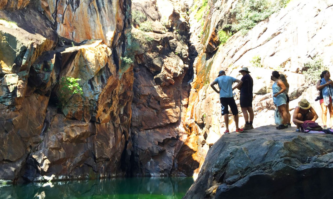 Motorcar Falls. We went on top of that rock and jumped into the water.