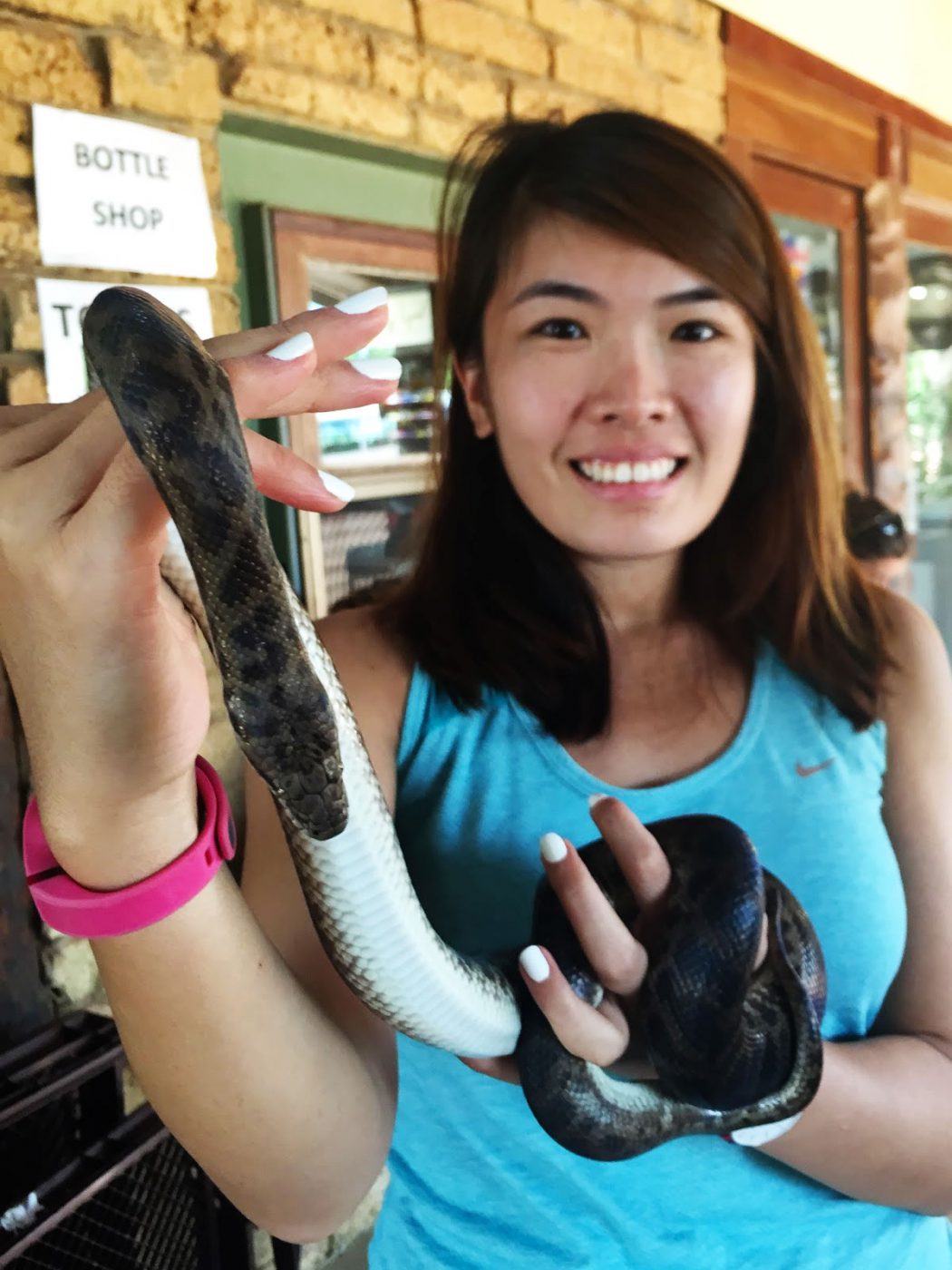 Holding a pet snake from a convenience store