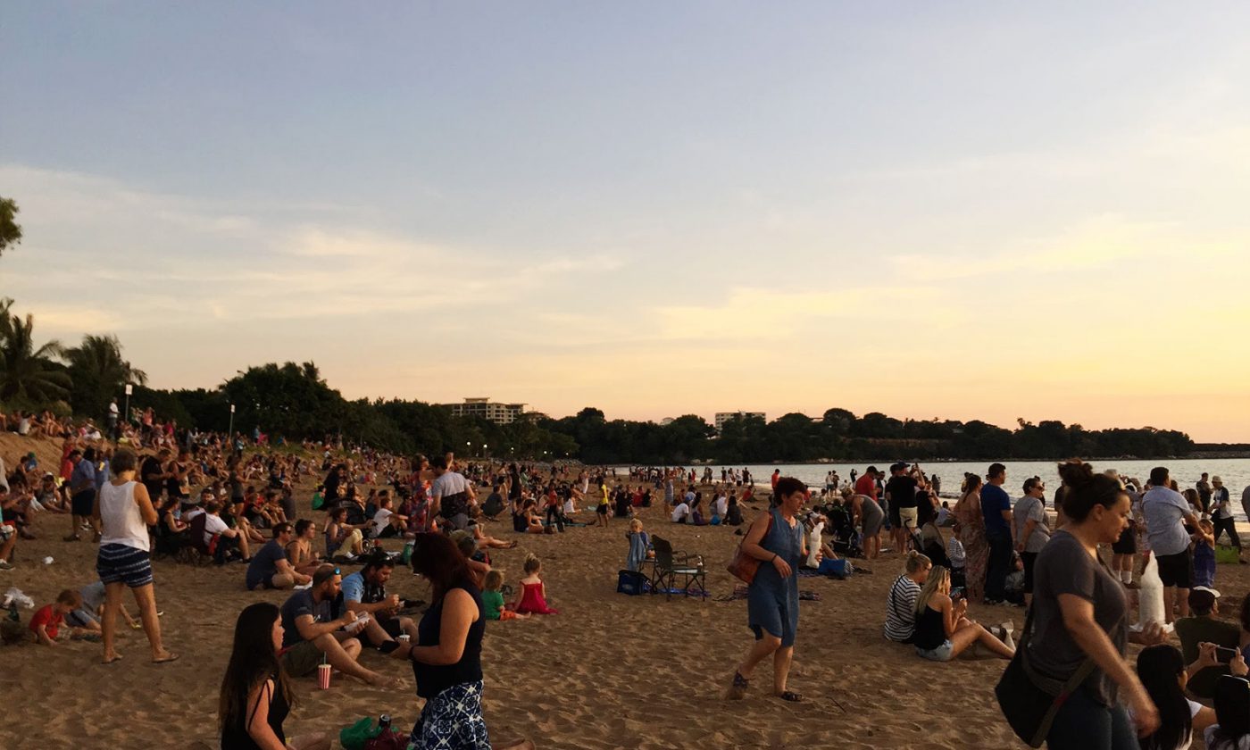 The crowd at Mindil Beach waiting for sunset