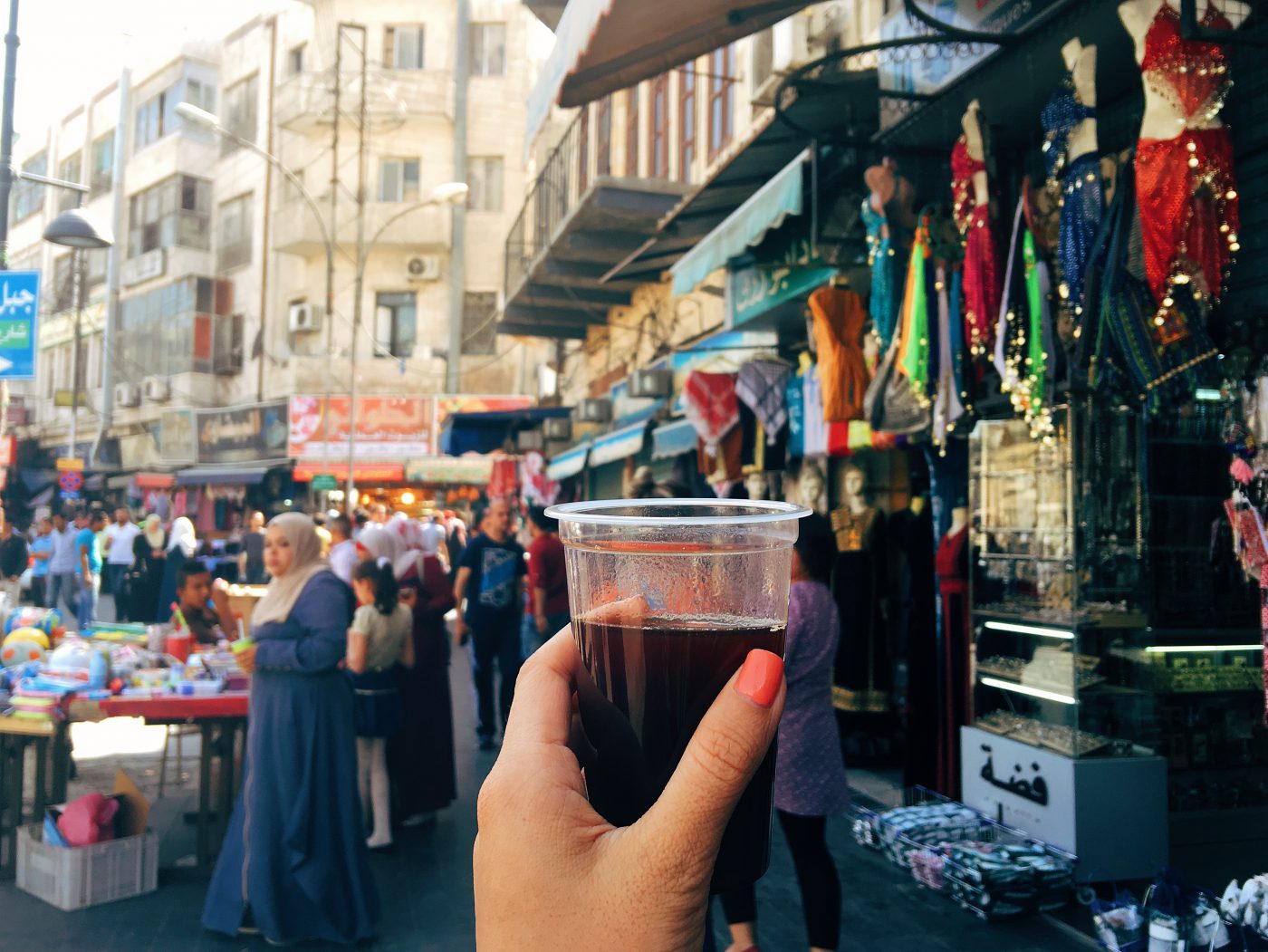 Enjoying my date juice at Downtown Amman