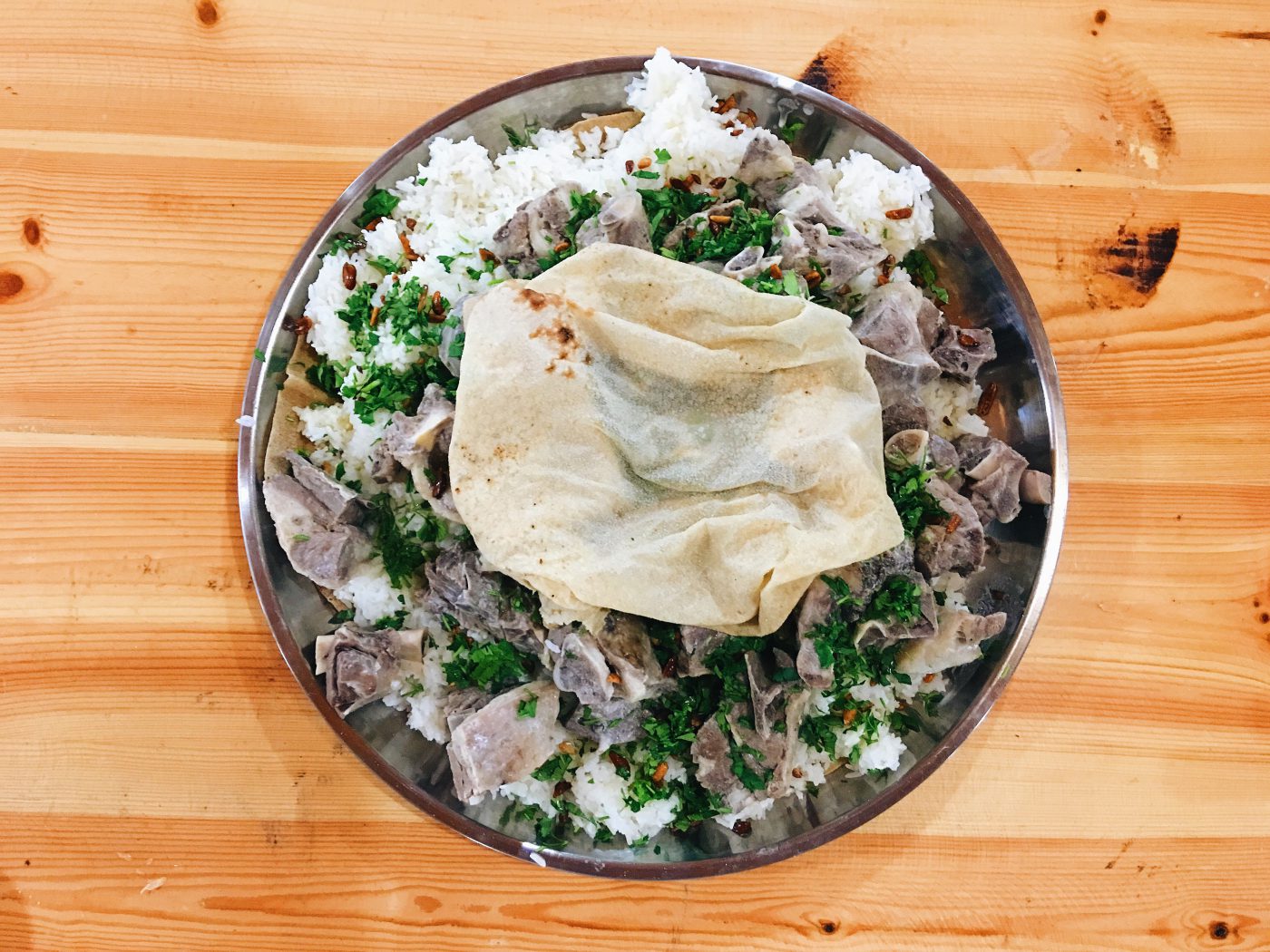 Jordanian Food: Mansaf is served