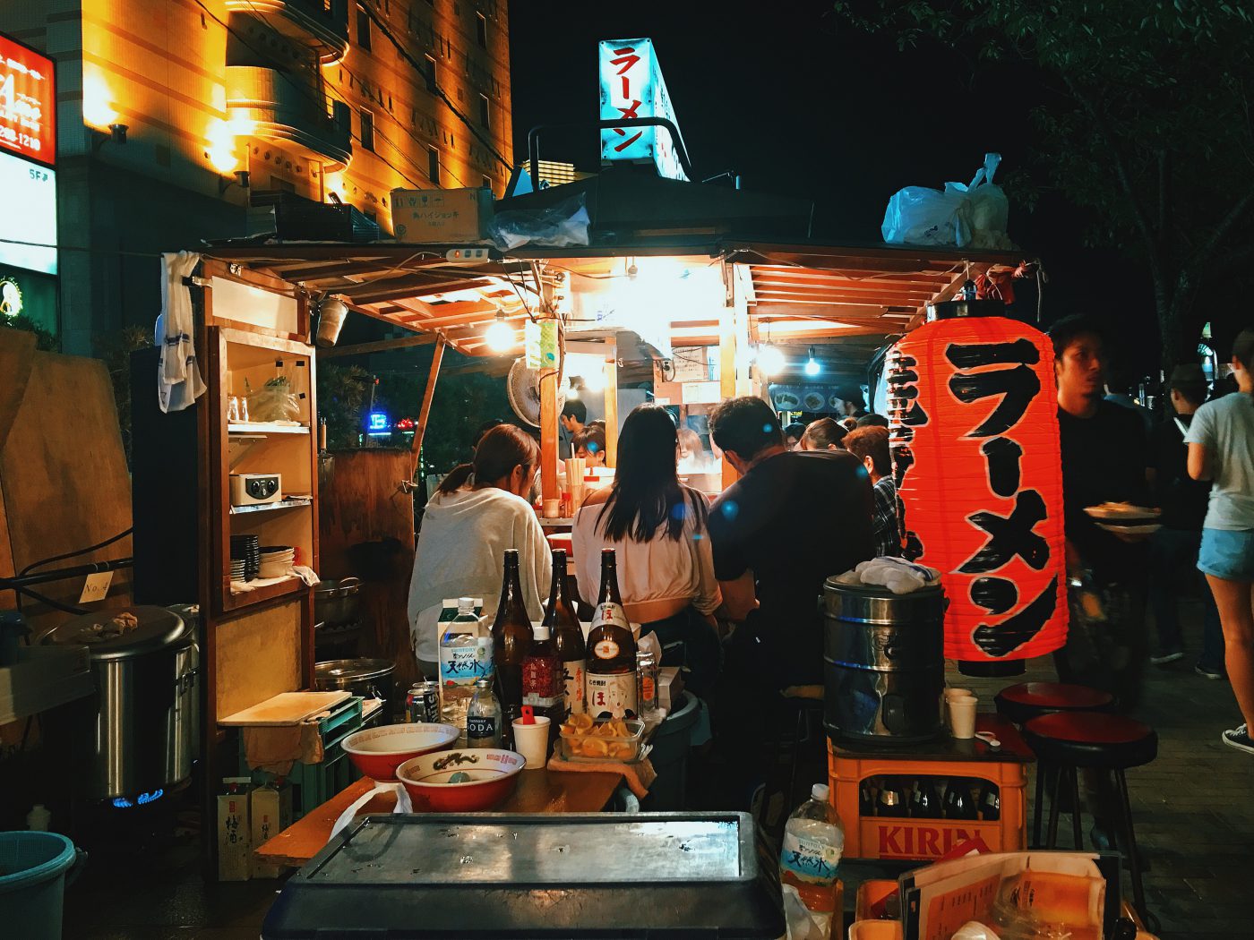 One of the stalls along the river