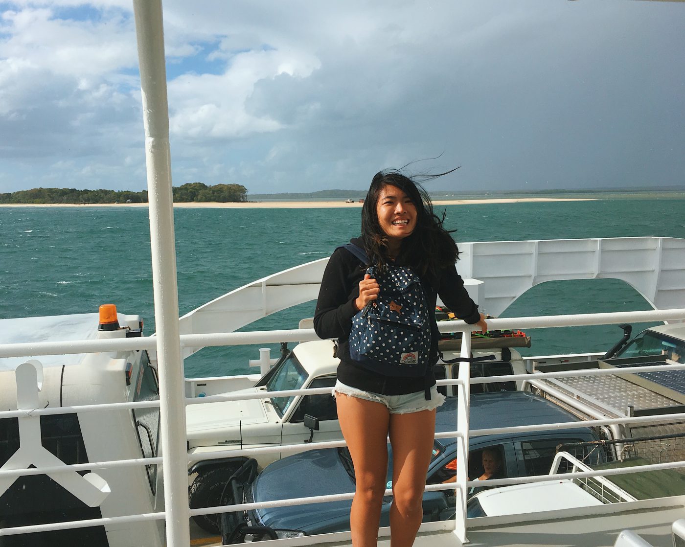 Wind was very strong on the ferry to Fraser Island