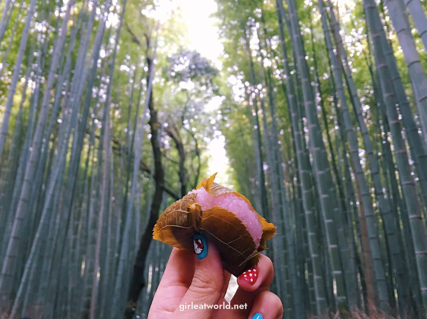 Sakura Mochi in Arashiyama, Kyoto