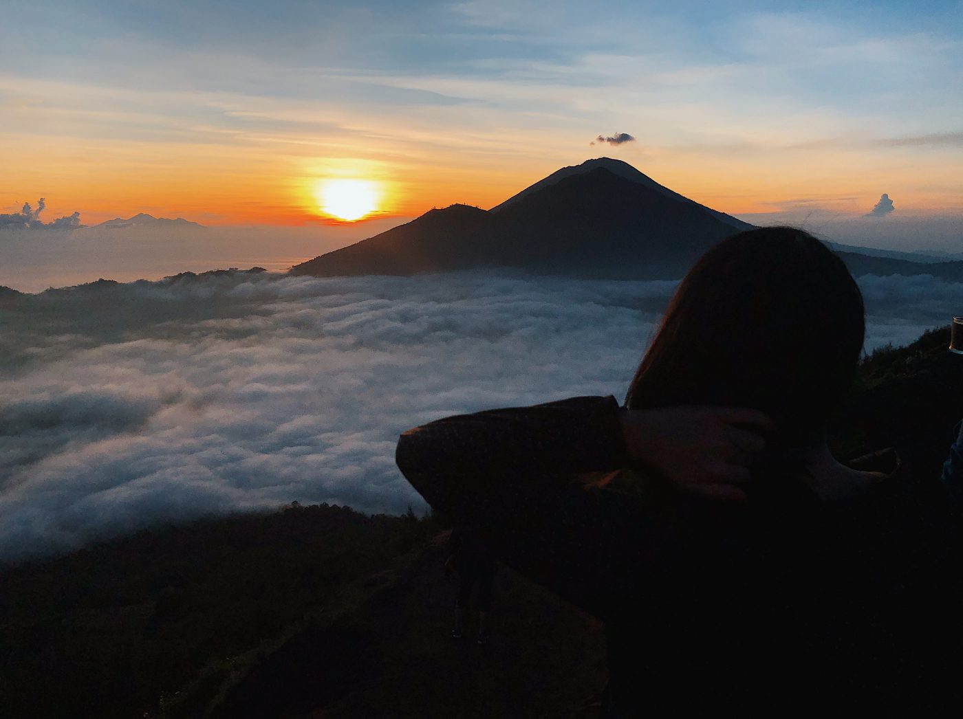 Waiting for the sunrise at Mount Batur in Bali
