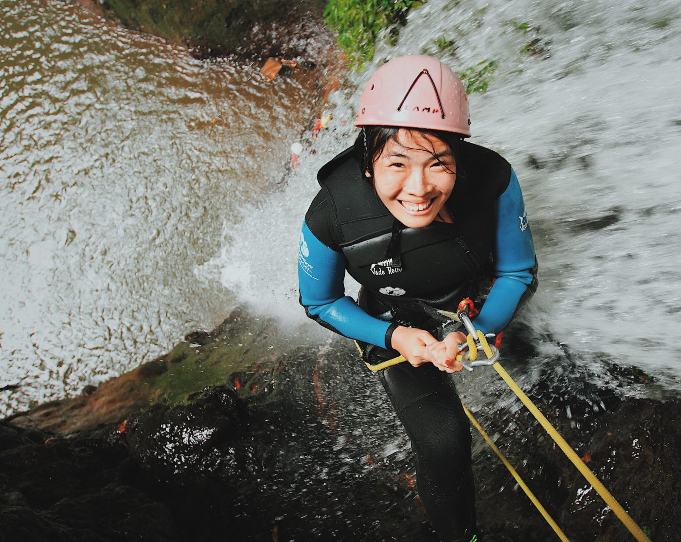 Adventure Canyoning - Right before rappelling down the 15m waterfall