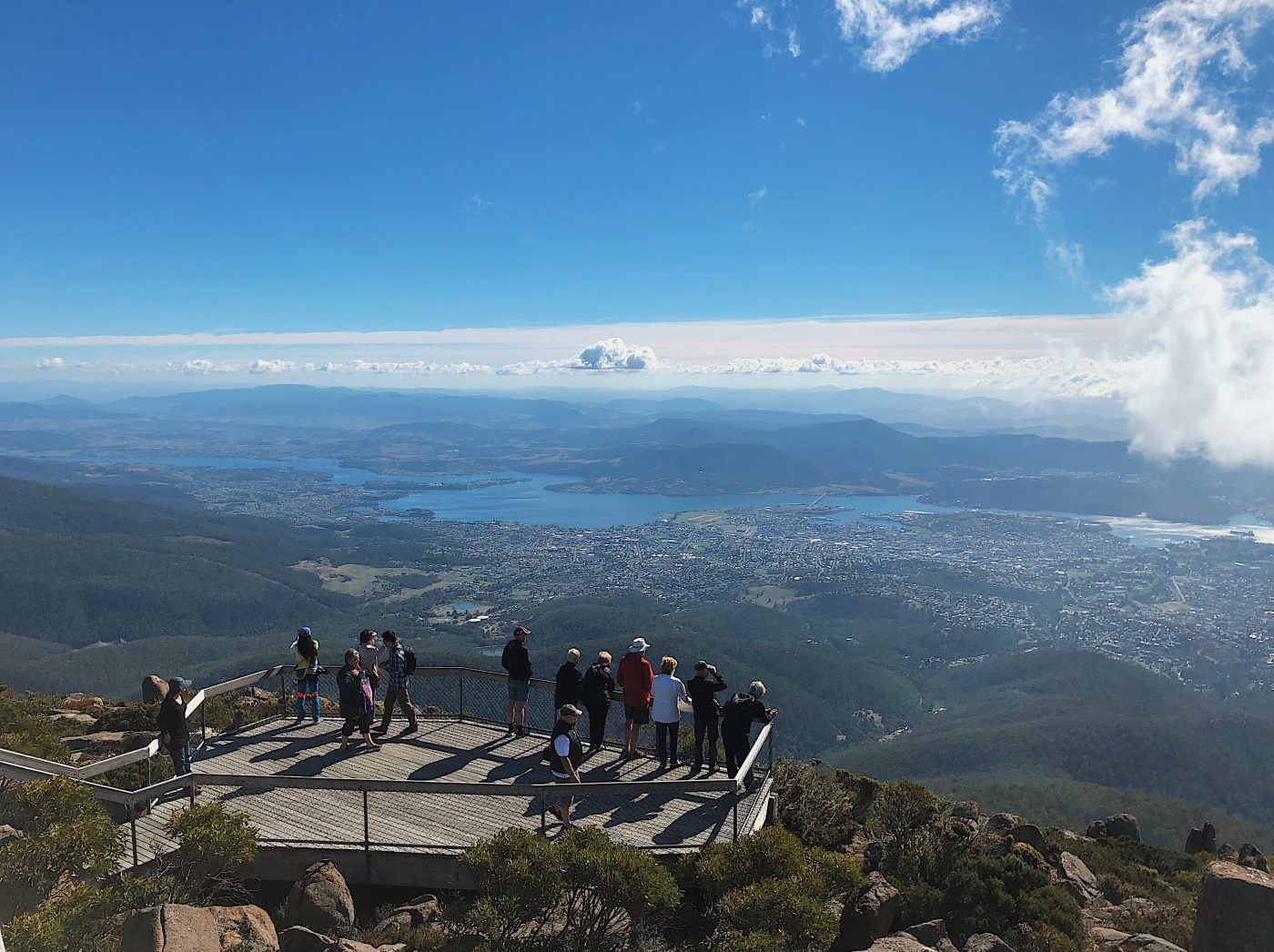 A viewing deck on top of Mount Wellington in Hobart