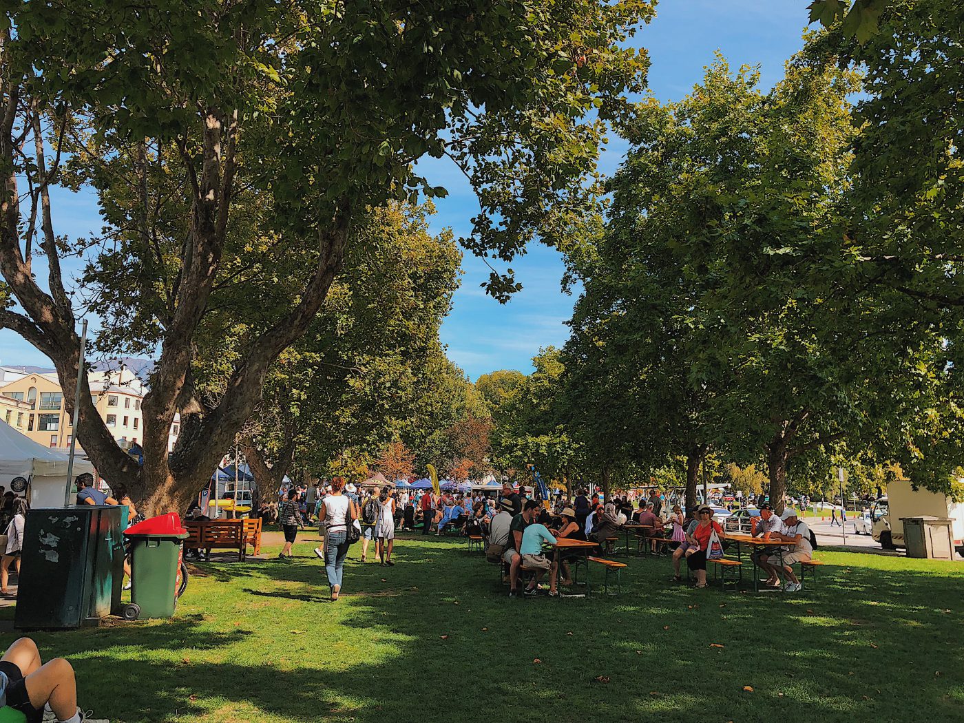 Picnic area behind the market