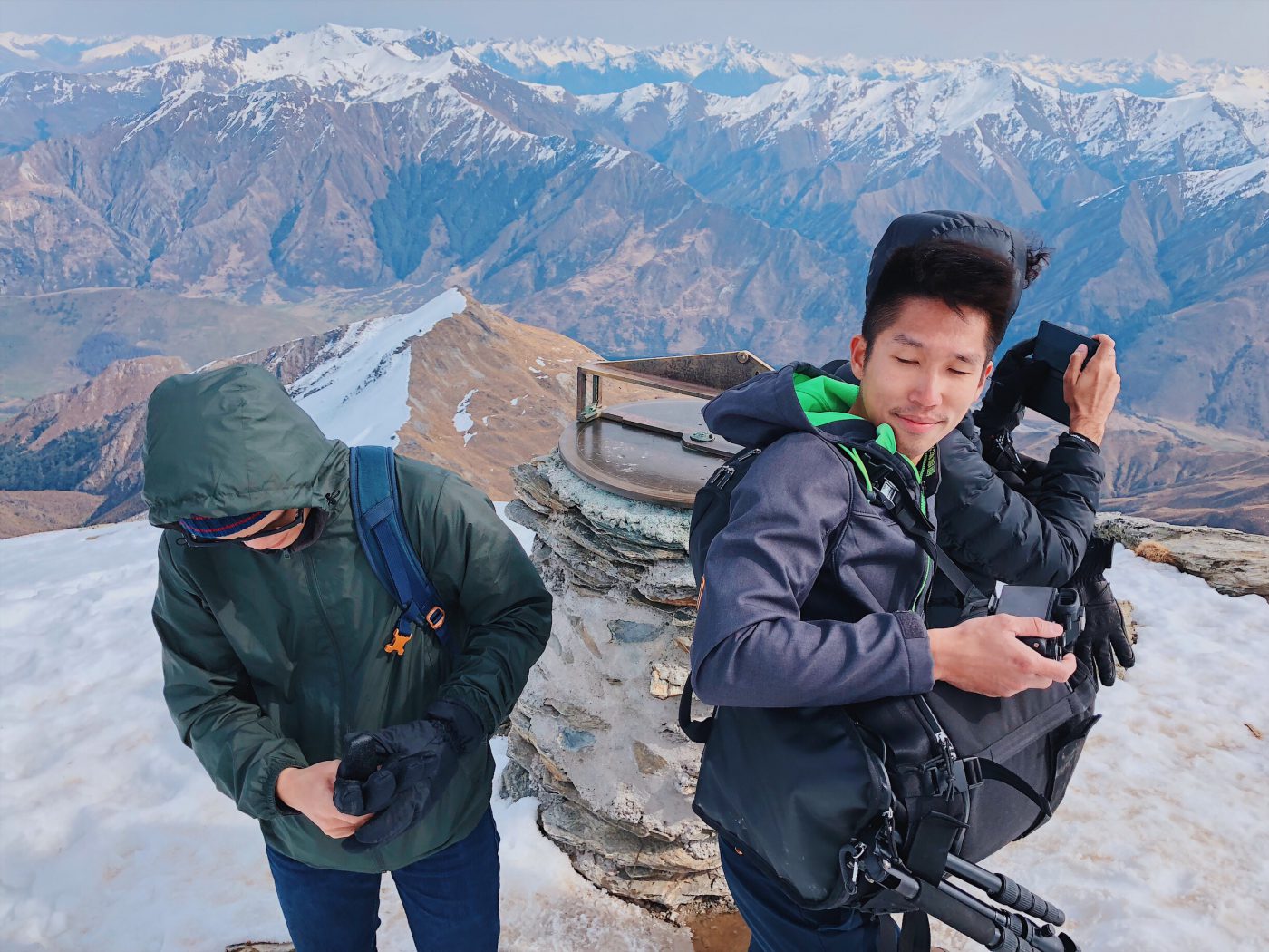 The summit was extremely windy and very sunny