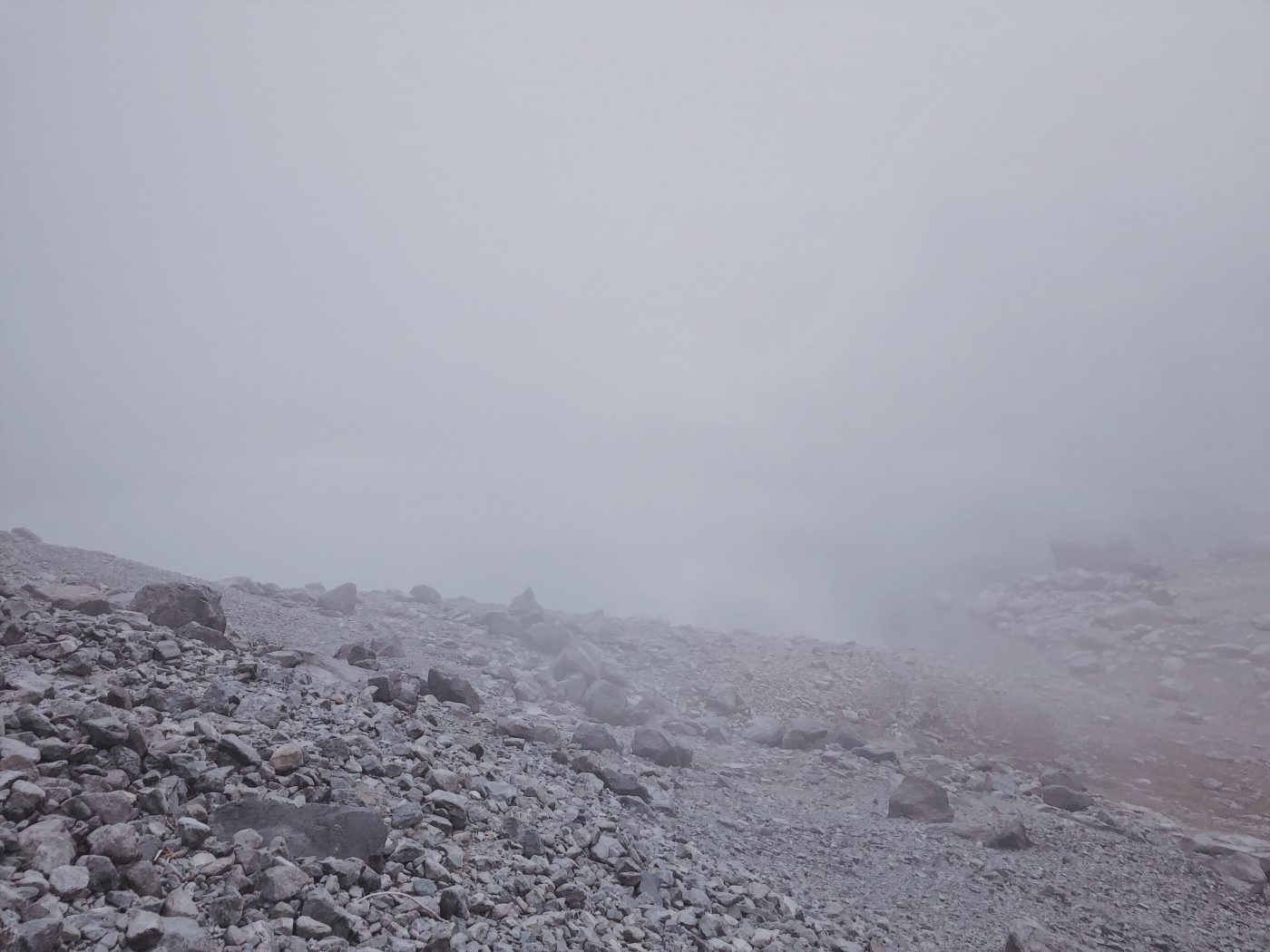 The lake hidden behind a complete white out