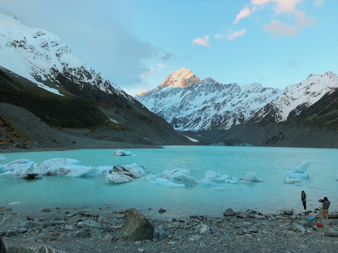 Hooker Lake at the end of the Hooker Valley Track