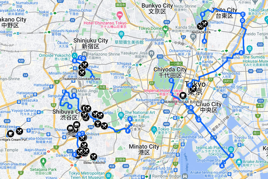 Map of Tokyo Attractions