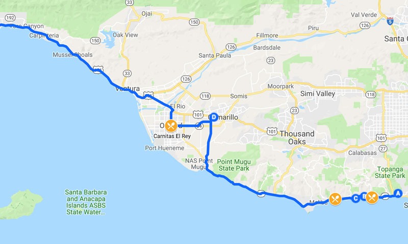 Los Angeles Travel Map - PCH