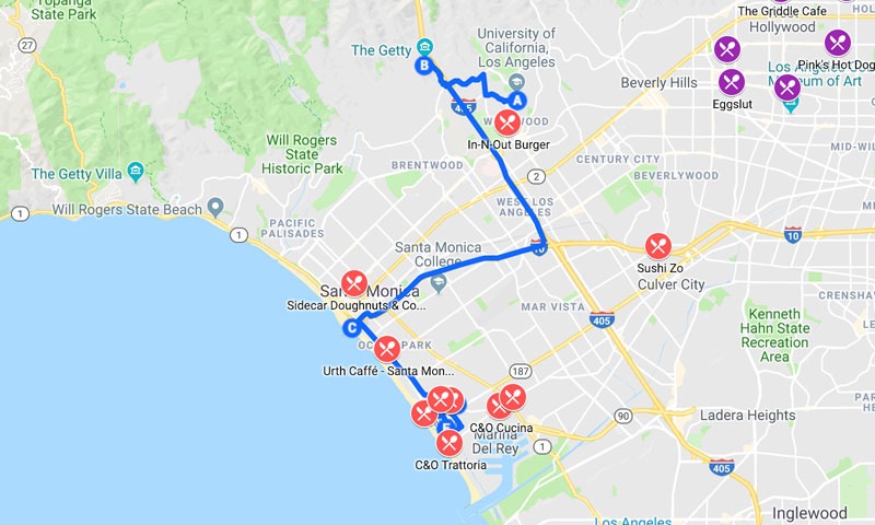 Los Angeles Travel Map - Westside