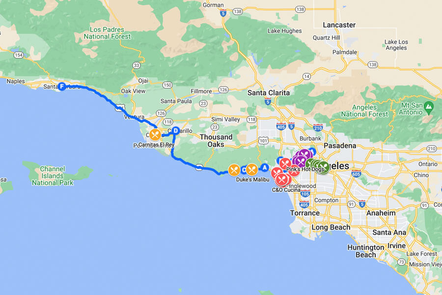 Map of LA Itinerary