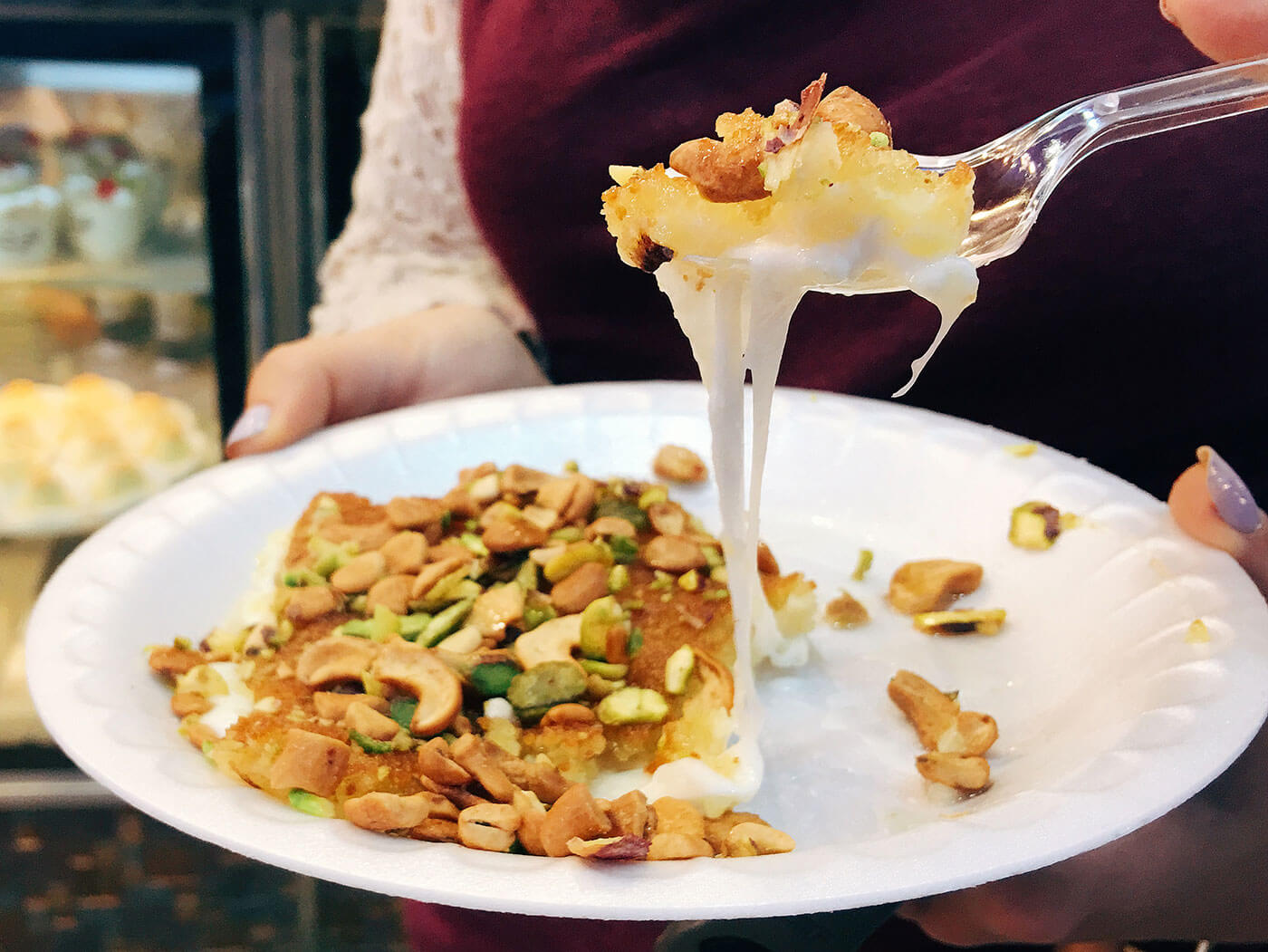 Jordanian Food: Knafeh, a syrian desert that is popular in Arab countries