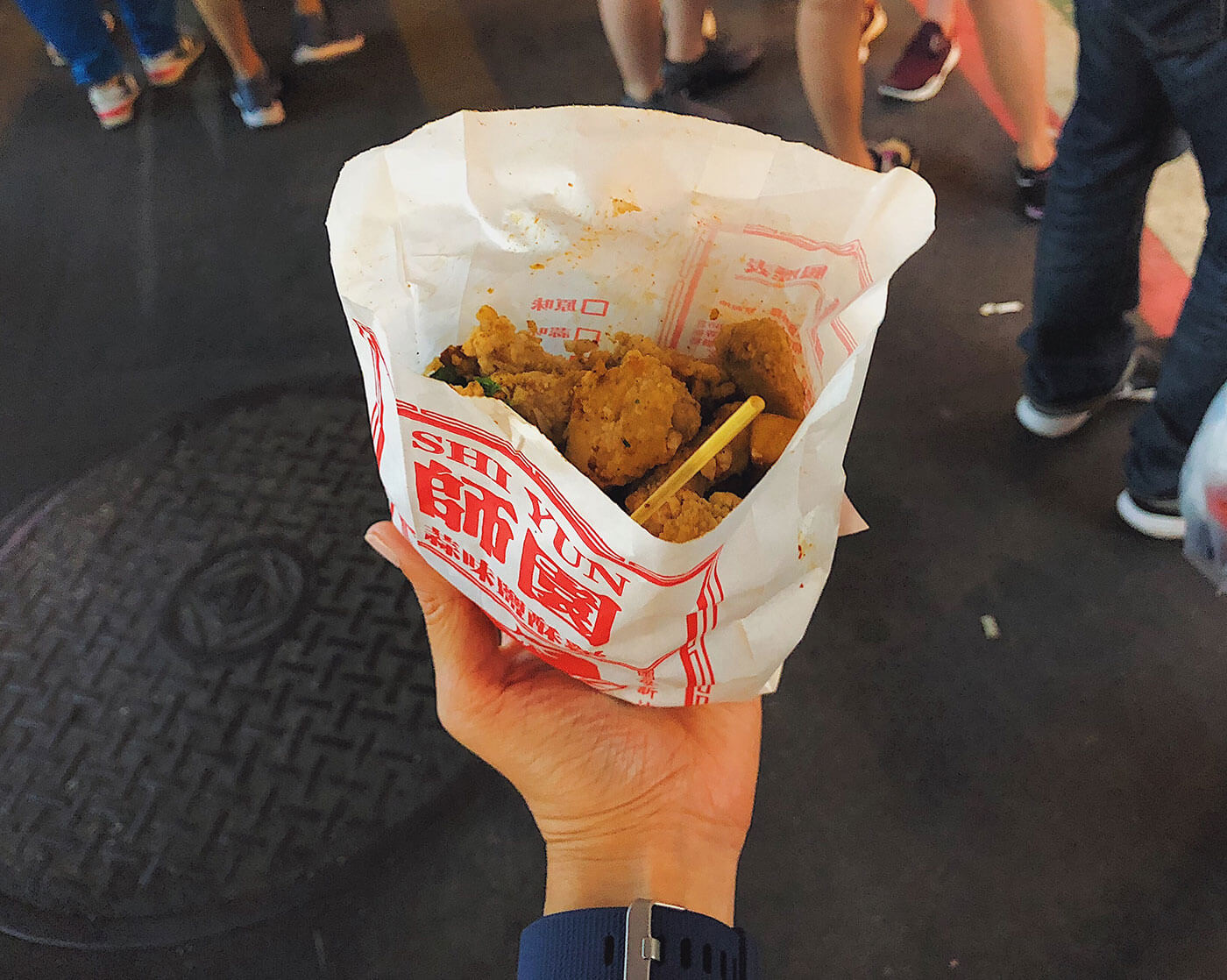 My bag of fried chicken at Shi-yun in Shida Market
