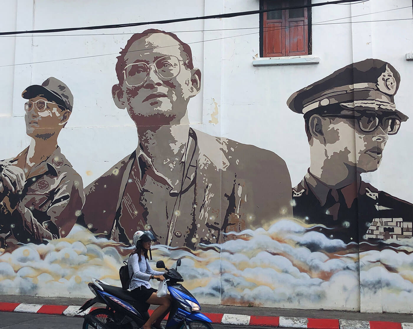 Mural of late King Bhumibol Adulyadej in Old Phuket Town