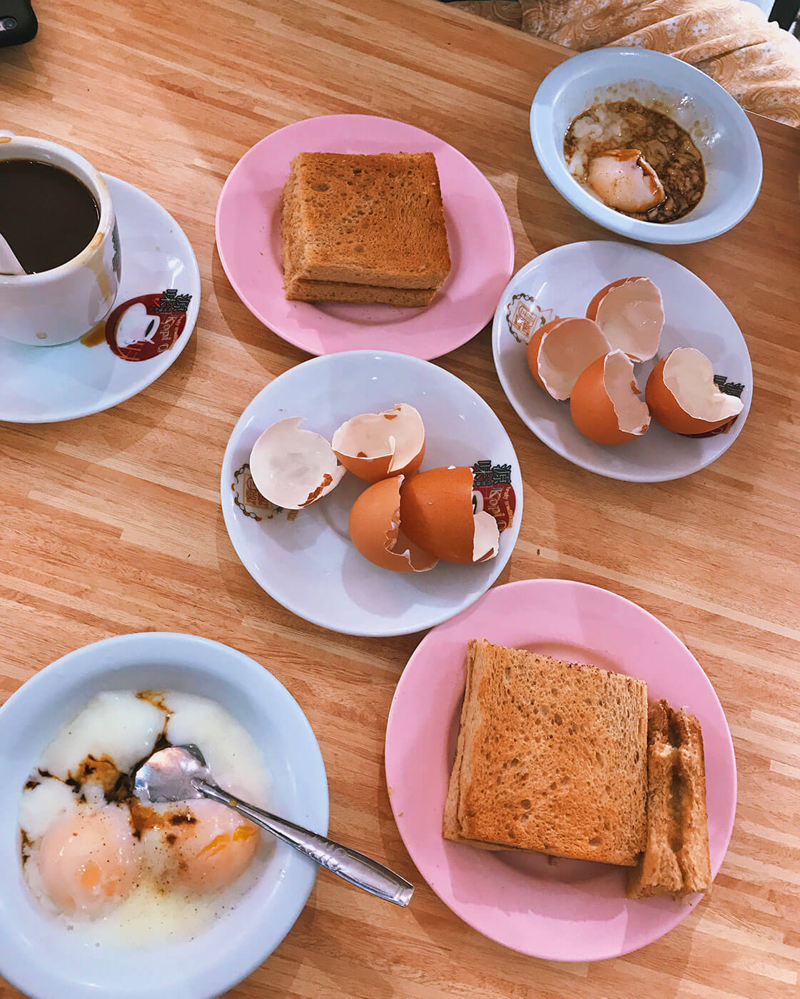 Singaporean Breakfast - Kaya Toast, Soft Boiled Eggs and Kopi