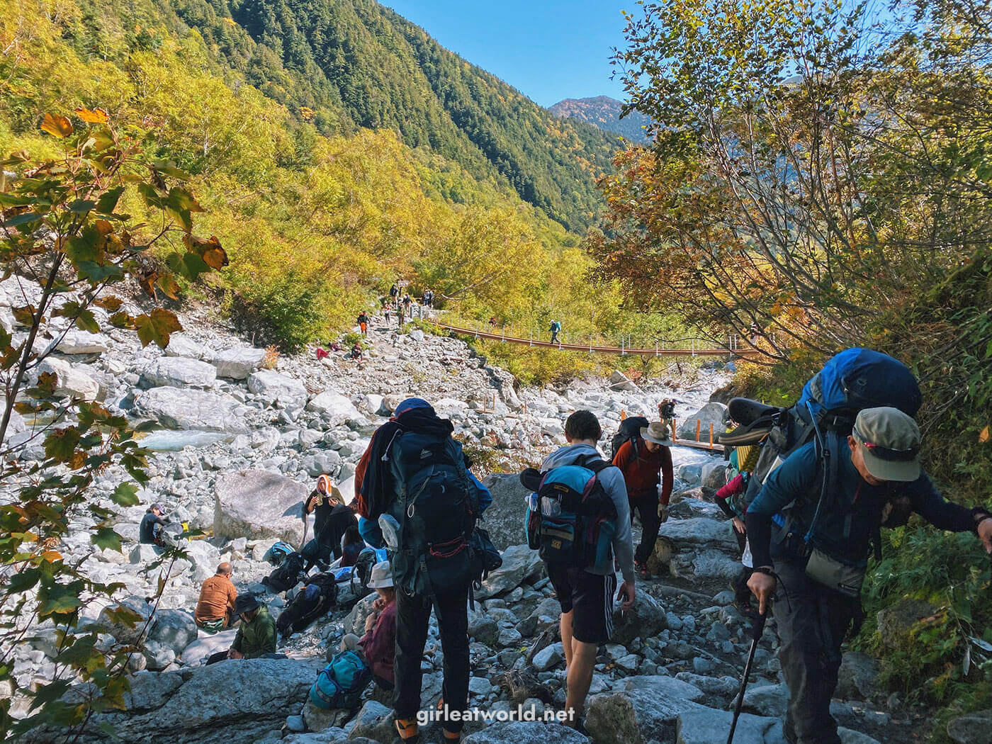 Crowded Hontani Bridge Kamikochi