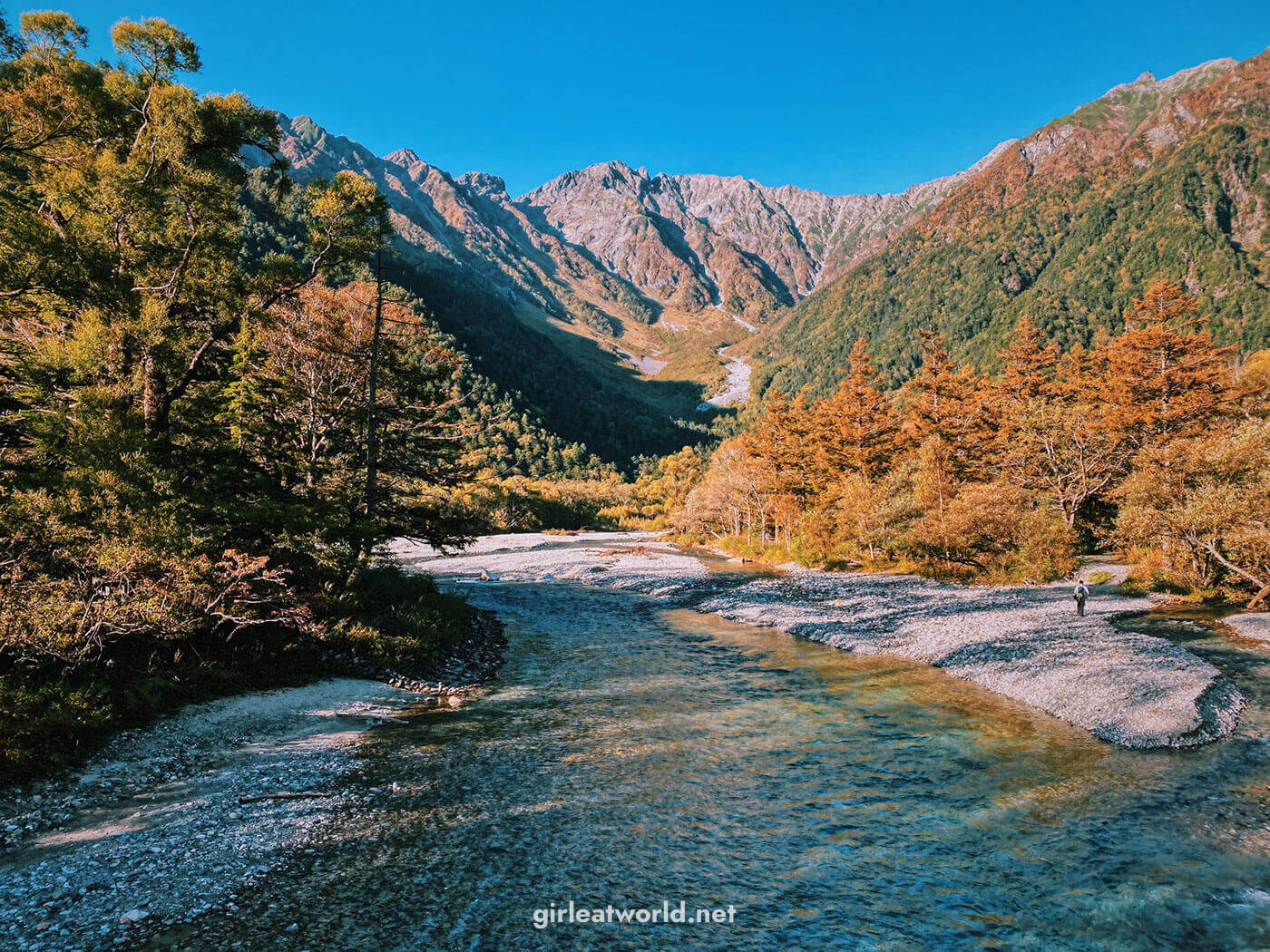 View from Kappabashi, 10 minutes walk from Kamikochi Bus station