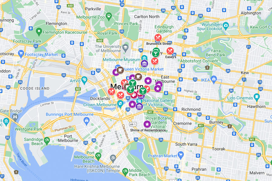Map of Melbourne Itinerary