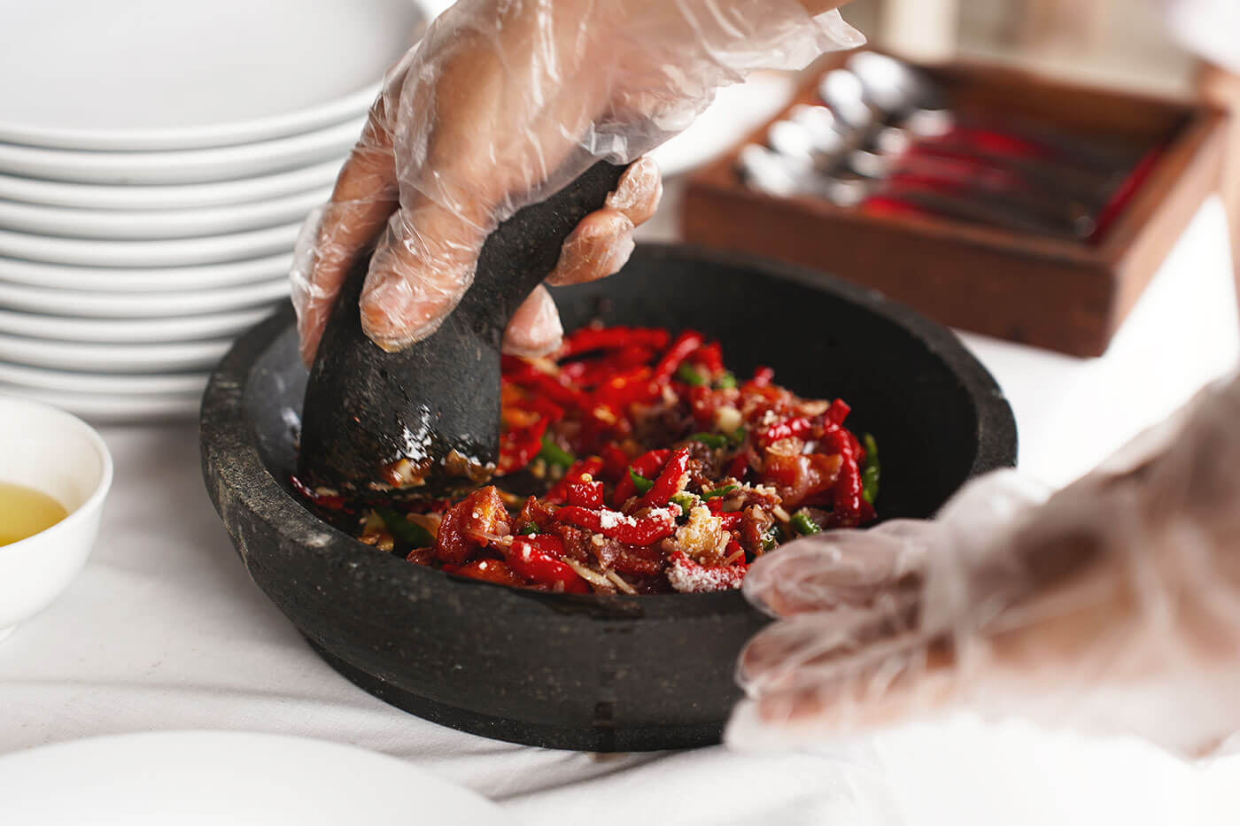 Sambal cooking demo at Telunas Private Island