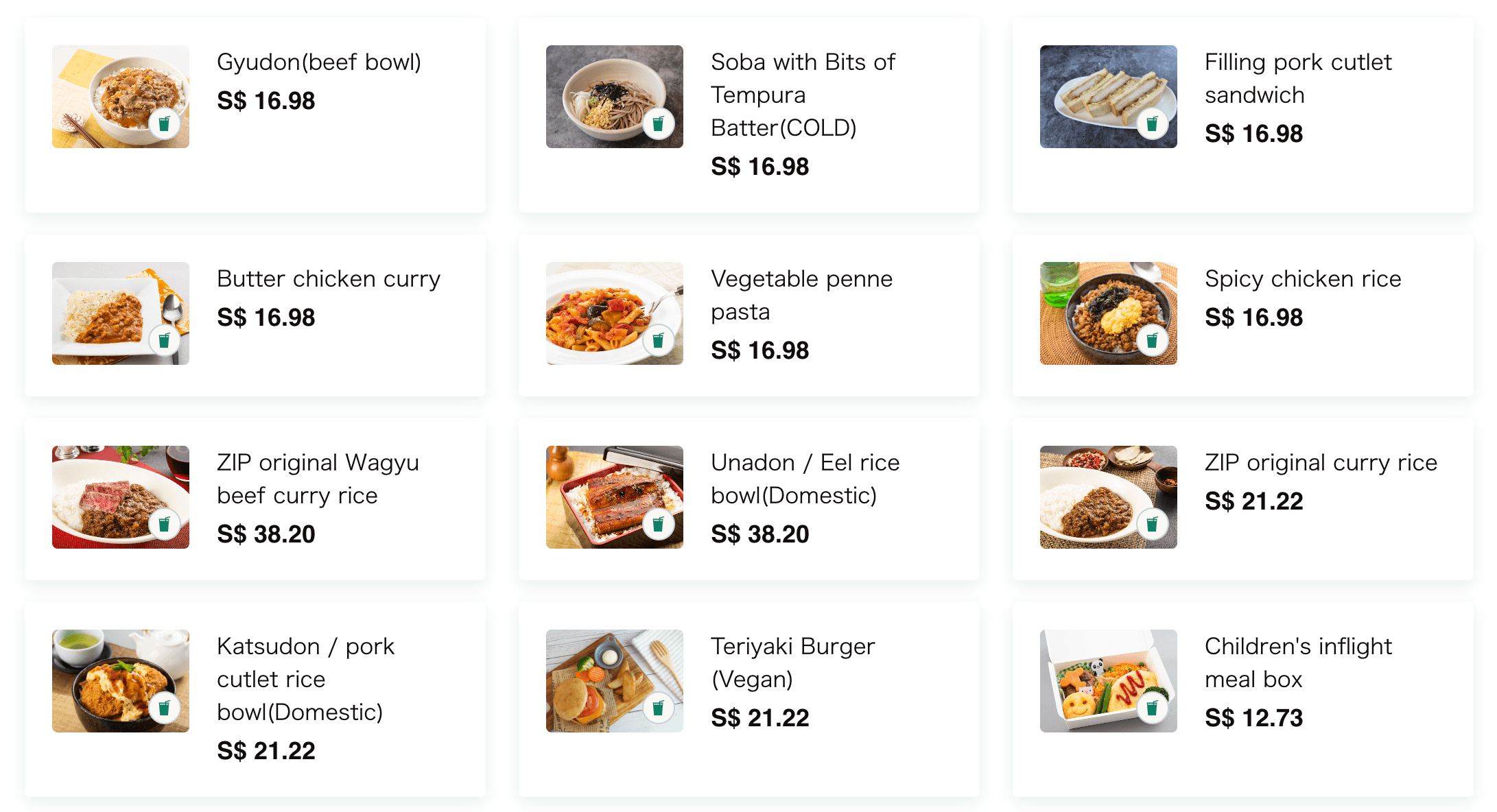 ZIPAIR Inflight menu in 2026