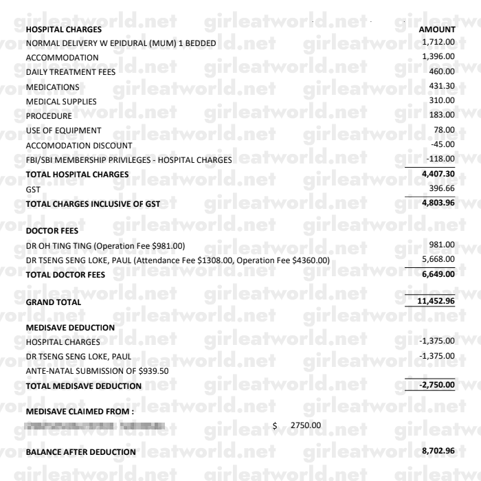 Thomson Medical Bill: Mum's Bill