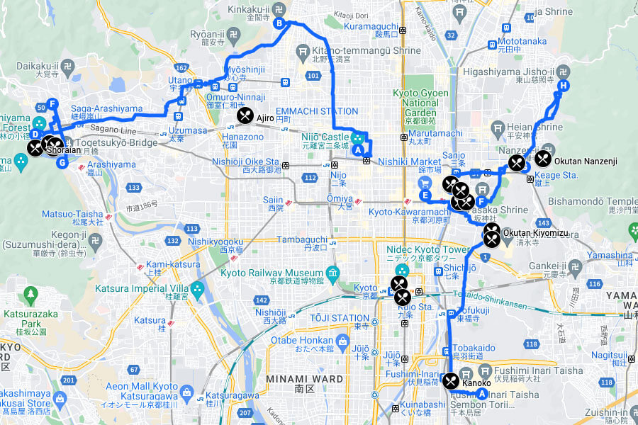 Kyoto Itinerary Map