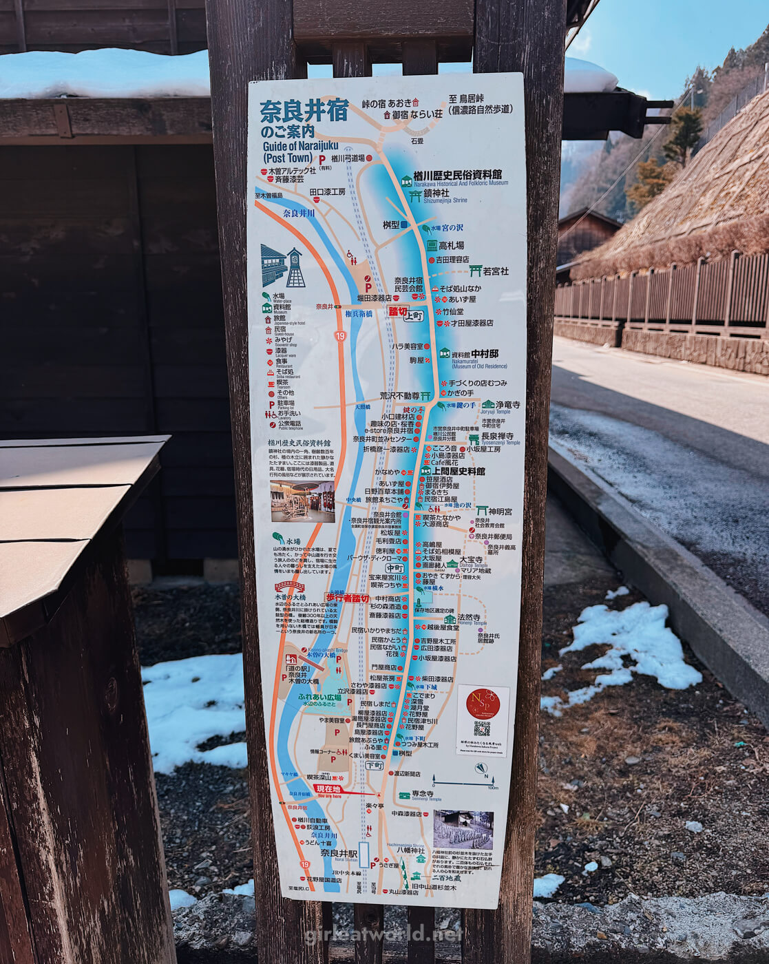 Map of Narai Juku in Kiso Valley